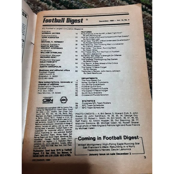 Football Digest Magazine December 1980 Russ Francis New England Patriots - Picture 2 of 2
